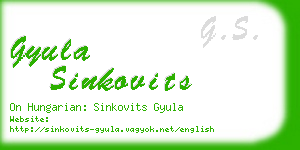 gyula sinkovits business card